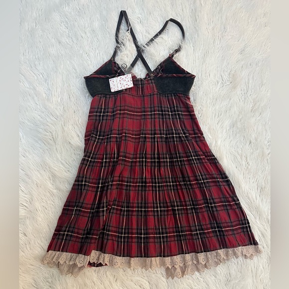 Free People Open Road Red Plaid Dress 12 NWT plus - Picture 9 of 15